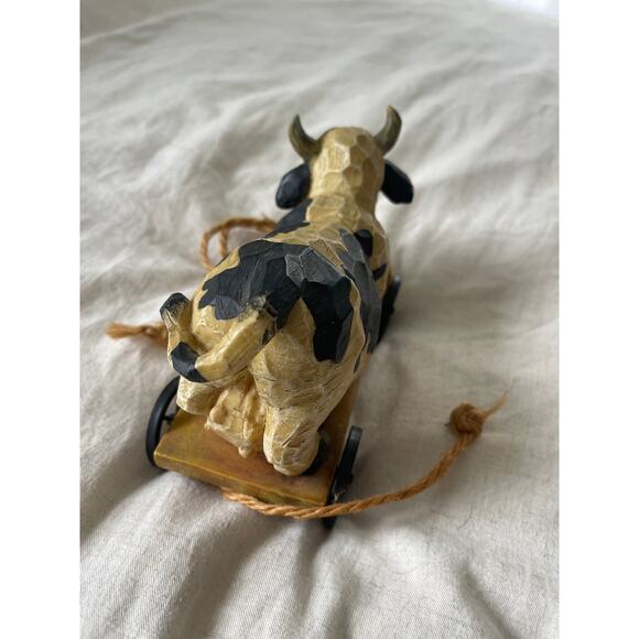 Decorative Resin Cow on a Wagon Home Decor - Picture 3 of 5